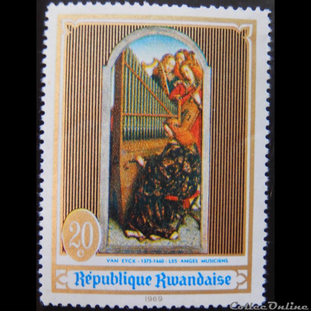 Rwanda 00295 les Anges musiciens 20c de 1969 timbre afrique rwandum rwanda 00295 les anges musiciens 20c de 1969