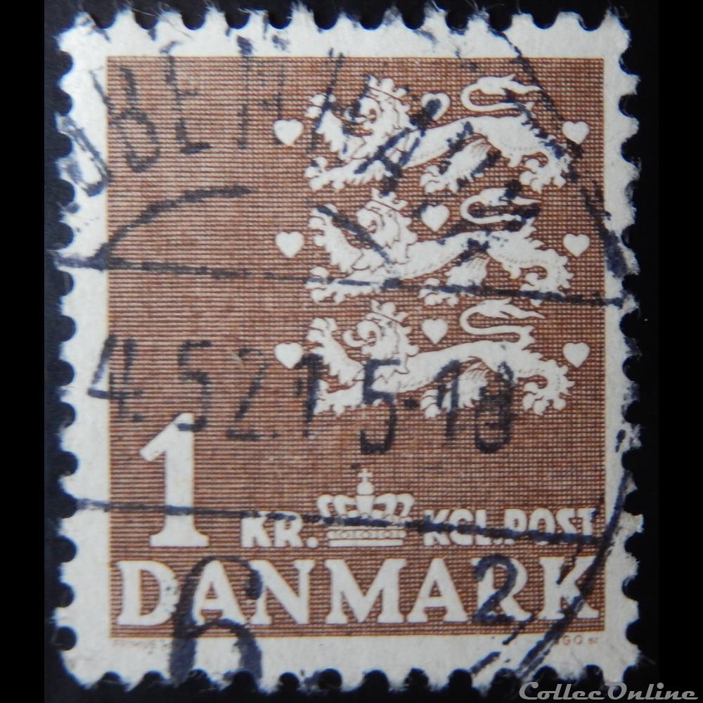 Danemark 00304 armoiries de 1Kr de 1946 timbre europe danemark 00304 armoiries de 1kr de 1946