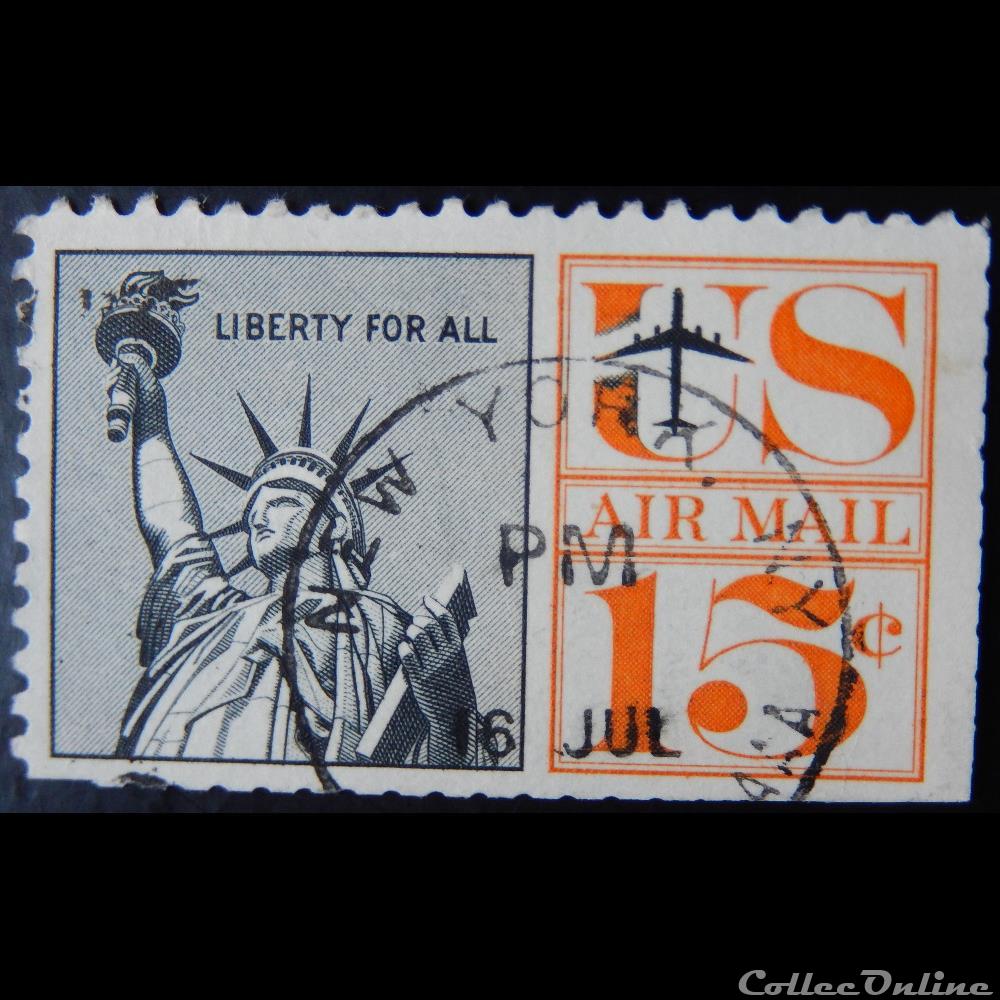 Etats Unis PA0059 statue de la liberté et avion 15c de 1961 3 timbre amerique etats unis pa0059 statue de la liberte et avion 15c de 1961