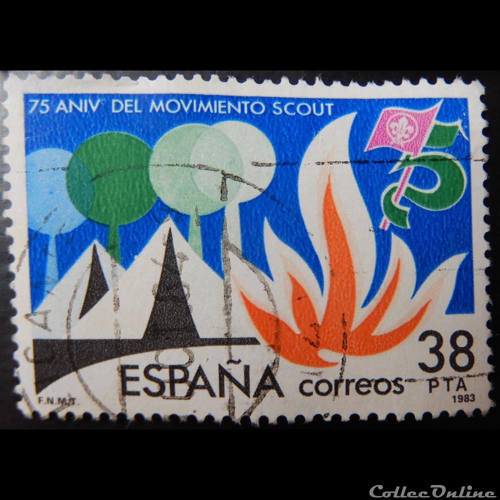Espagne 02333 Scoutisme 38Ptas de 1983 timbre europe espagne 02333 scoutisme 38ptas de 1983
