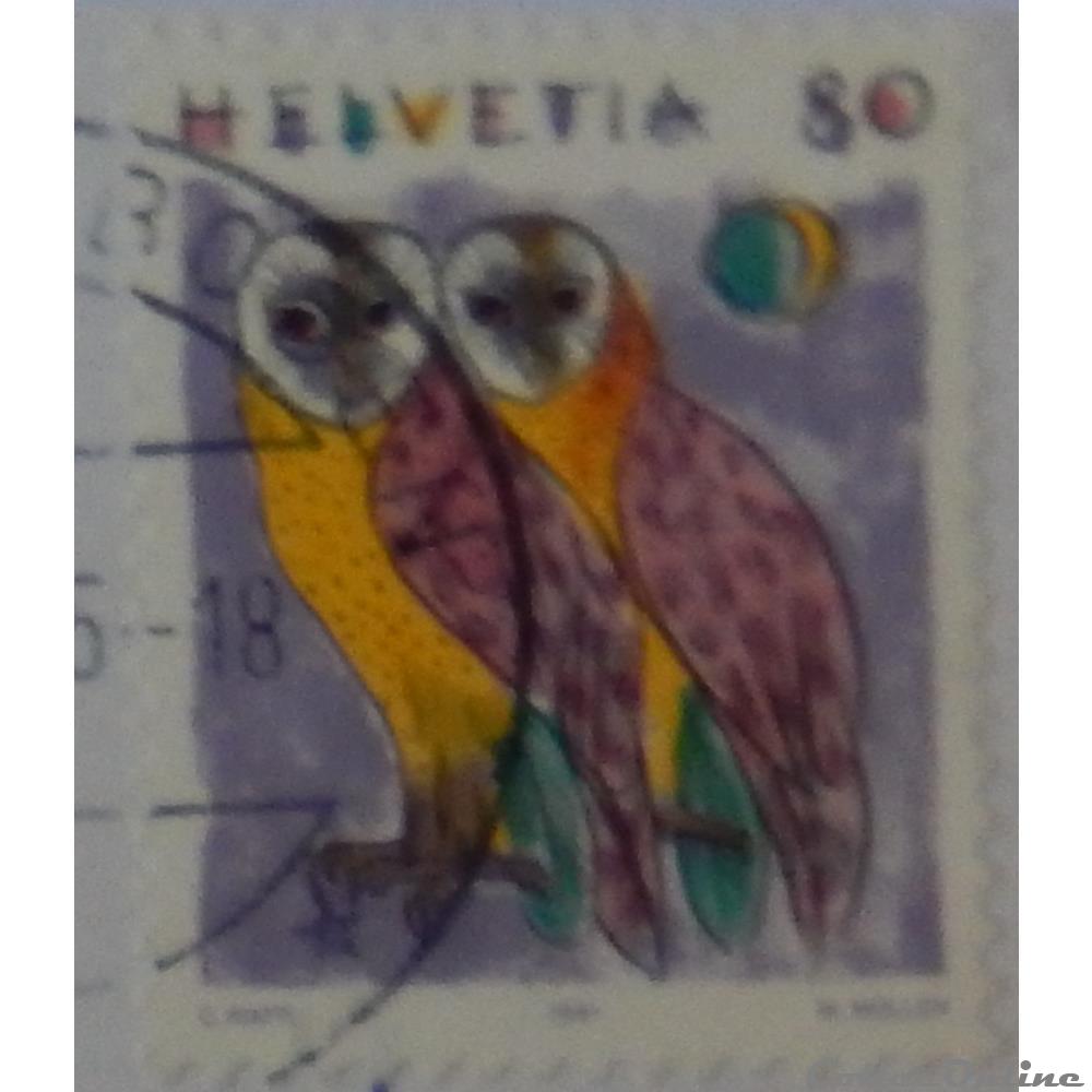 Suisse 01365 Effraie des clochers 80cts de 1991 timbre europe suisse 01365 effraie des clochers 80cts de 1991