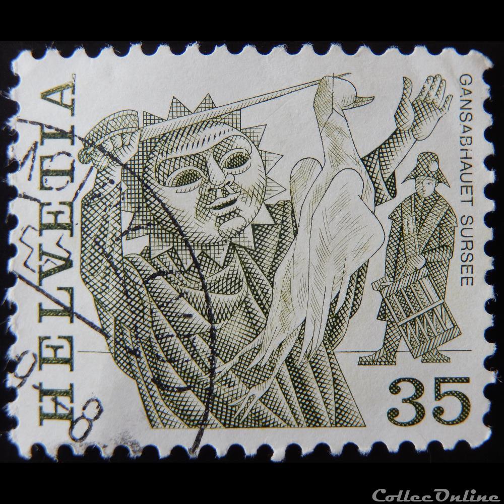 Suisse 01036 coutumes populaires 35cts de 1977 timbre europe suisse 01036 coutumes populaires 35cts de 1977