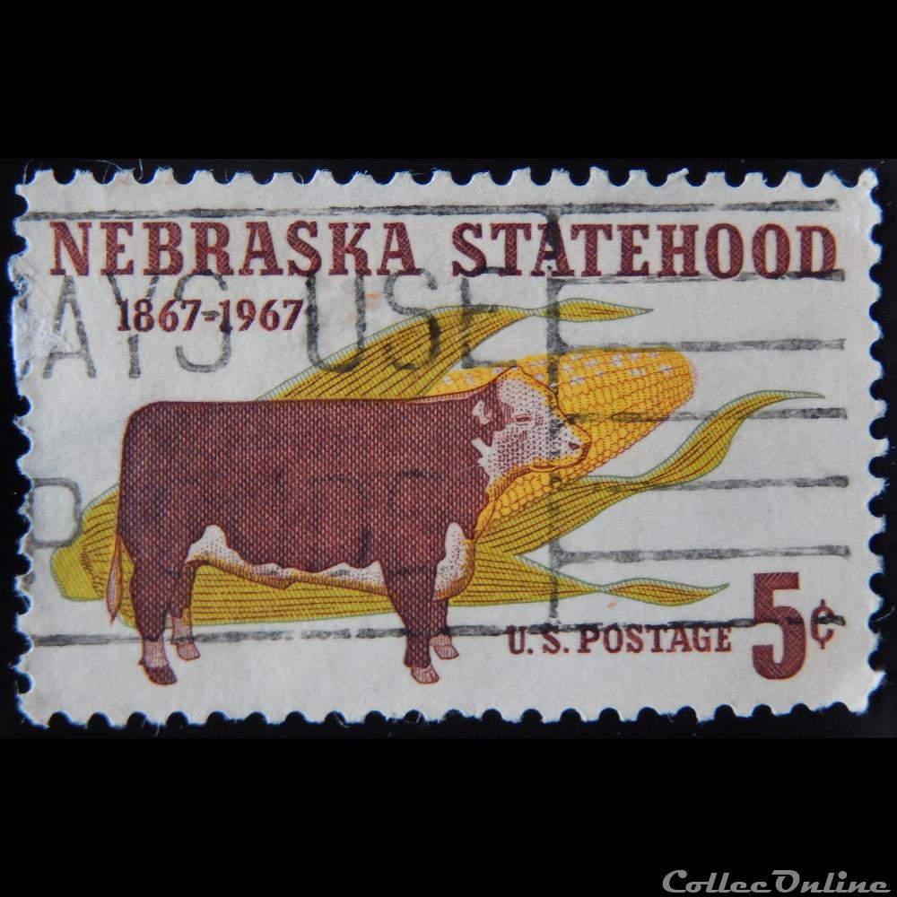 timbre amerique etats unis 00831 bovin et mais 5c de 1967