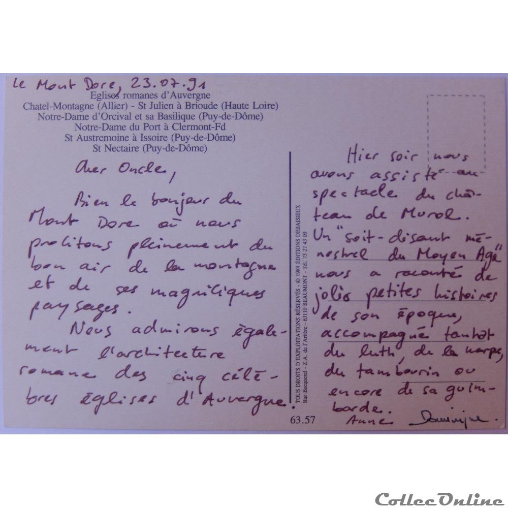 CP de l'Auvergne, Eglises Romanes carte postale france cp de auvergne eglises romanes