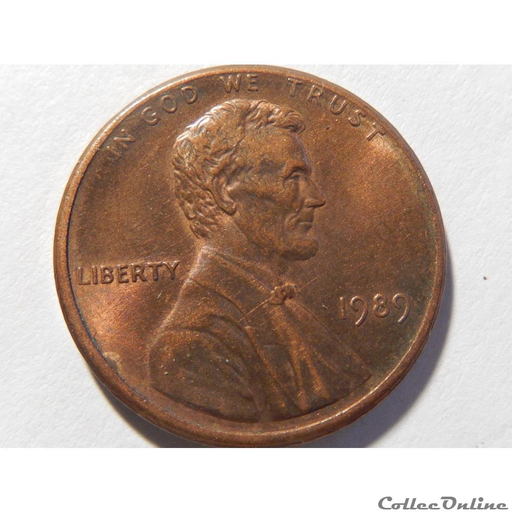 1 cent de 1989 2 monnaie monde etat uni 1 cent de 1989