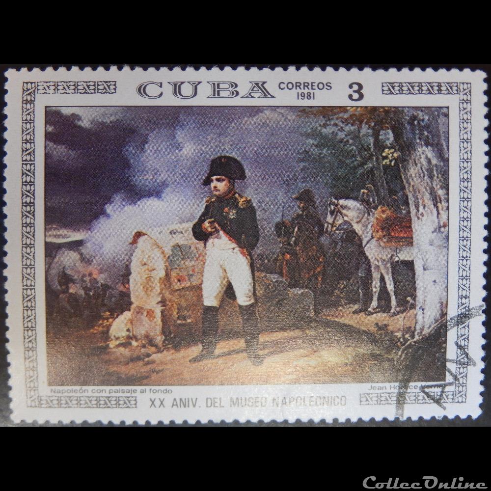 timbre amerique cuba 02302 napoleon sur le champ de bataille 3c de 1981
