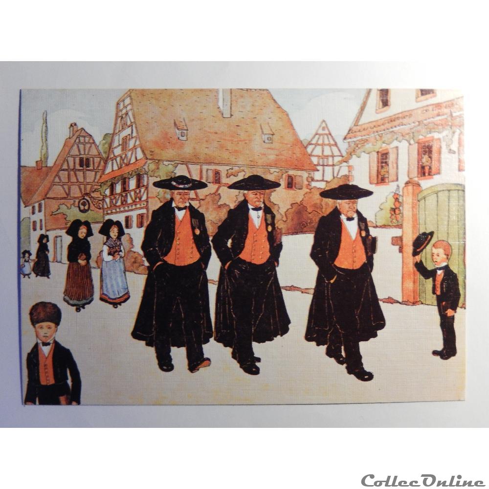CP Hansi, Quand les "Anciens" se promènent ... carte postale france alsace cp hansi quand les anciens se promenent