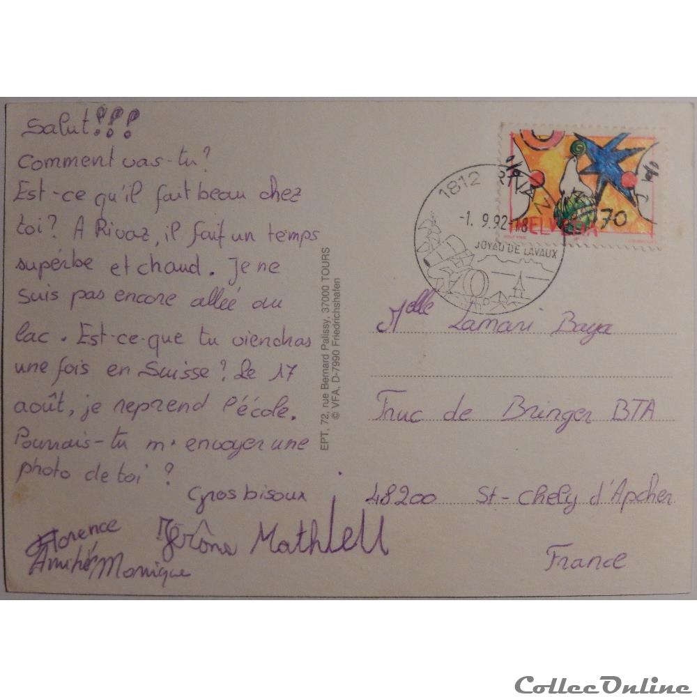 CP Citation biblique, Cygne carte postale europe auvergne cp citation biblique cygne