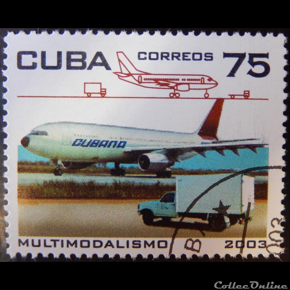 Cuba 04520 avion et camion de livraison 75c de 2003 timbre amerique cuba 04520 avion et camion de livraison 75c de 2003