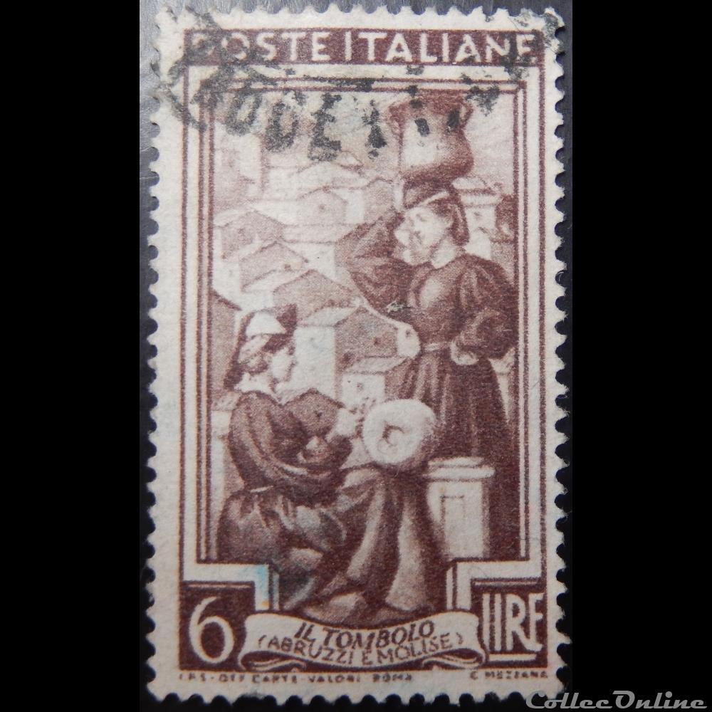 Italie 00576 les Abruzzes, l'oreilléer 6 lires de 1950 timbre europe italie 00576 les abruzzes oreilleer 6 lires de 1950