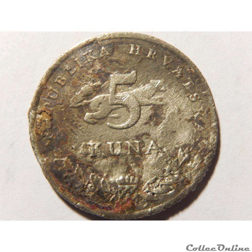 monnaie monde croatie 5 kuna de 1995