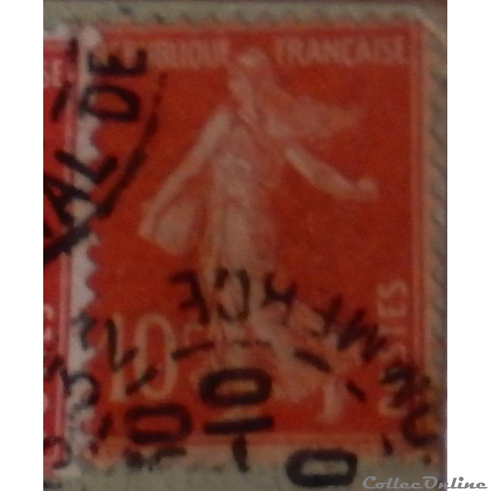 timbre france 00135 semeuse fond plein 10c rouge de 1906