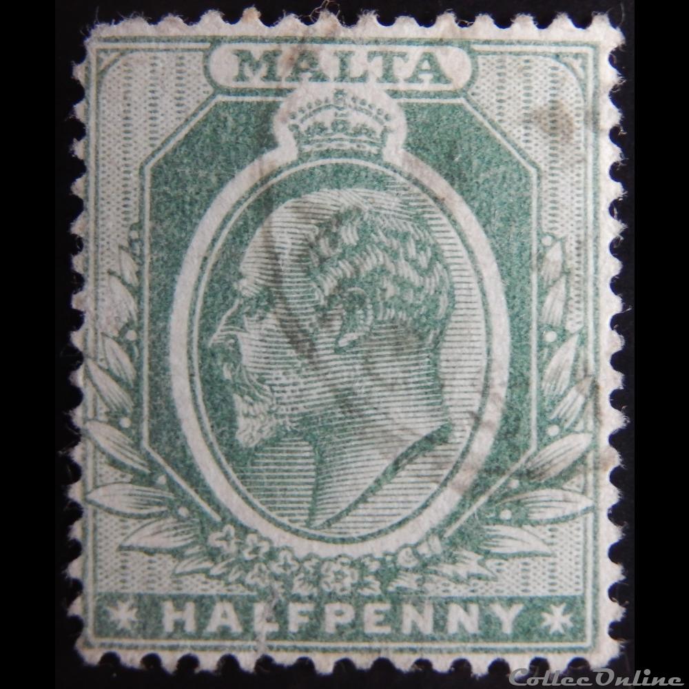 Malte 00018 roi Edward VII 1/2p de 1903 timbre europe malte 00018 roi edward vii 1 2p de 1903