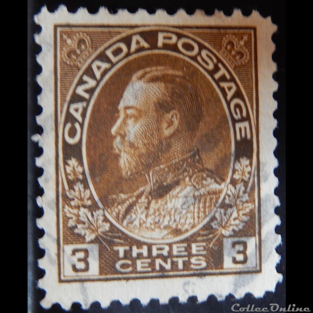 Canada 00110 roi George V 3c de 1918 timbre amerique canadum canada 00110 roi george v 3c de 1918
