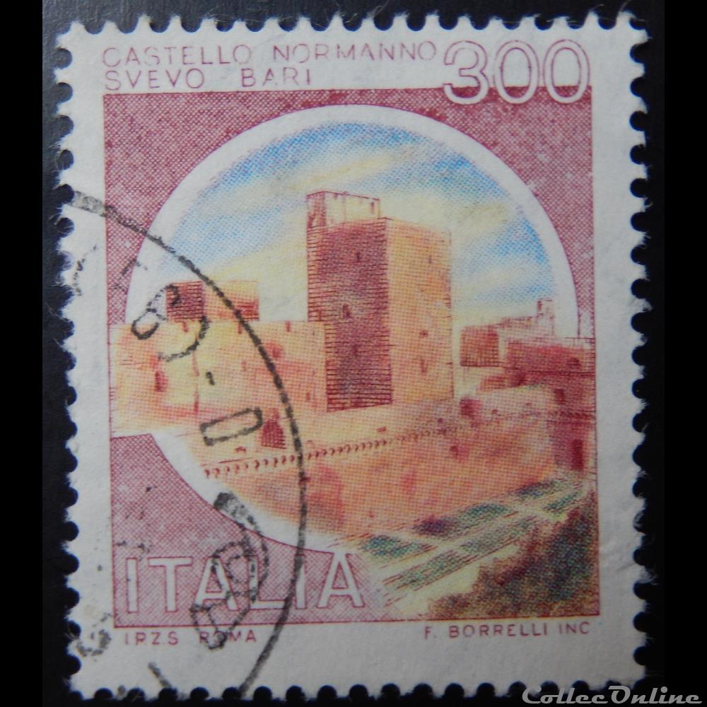 Italie 01447 château de Bari 300 lires de 1980 timbre europe italie 01447 chateau de bari 300 lires de 1980