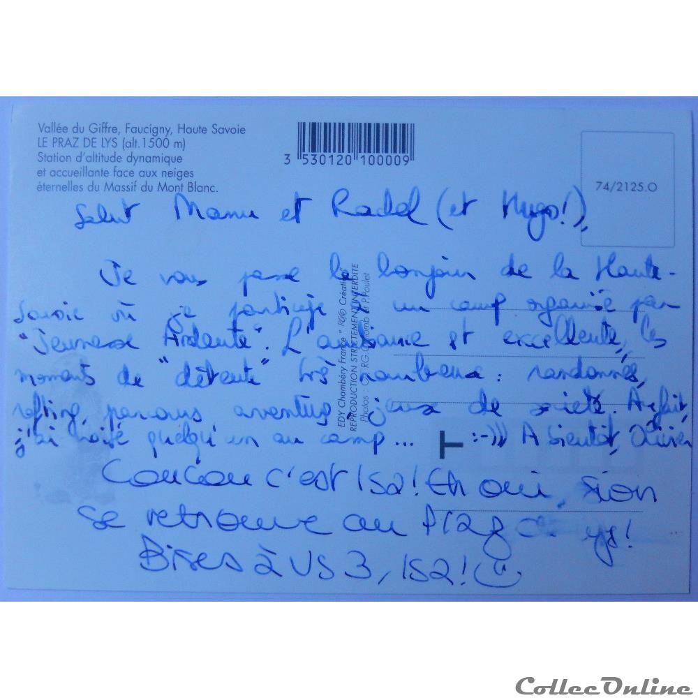 carte postale france rhone alpe cp de haute savoie le praz de lys