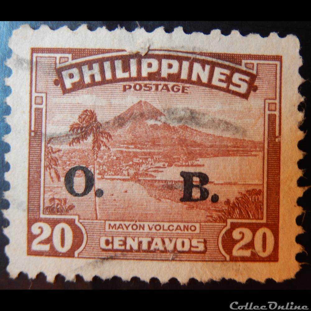 Philippines S0329 volcan Mayon 20c de 1949 timbre asie philippines s0329 volcan mayon 20c de 1949