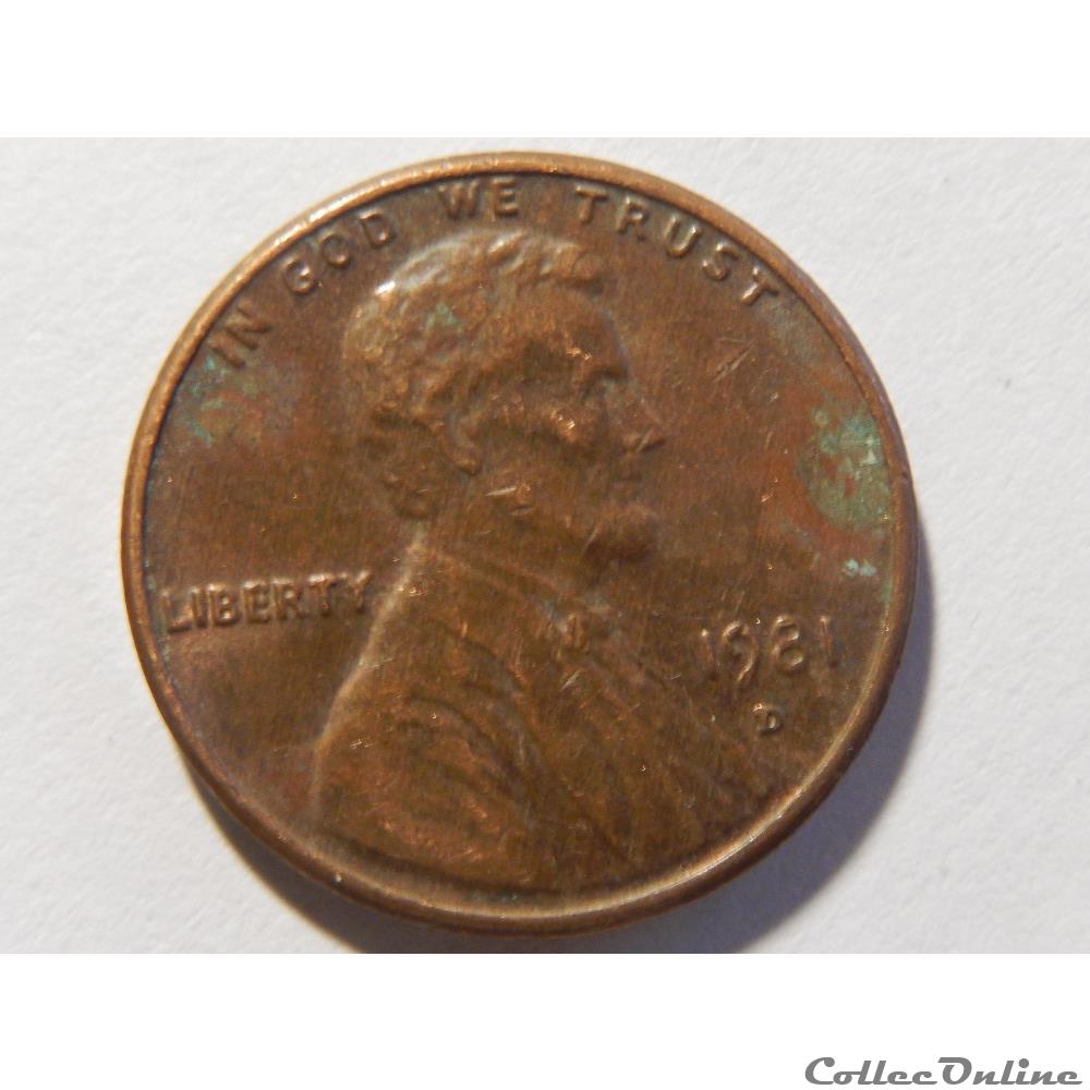 1 cent de 1981 D 2 monnaie monde etat uni 1 cent de 1981 d