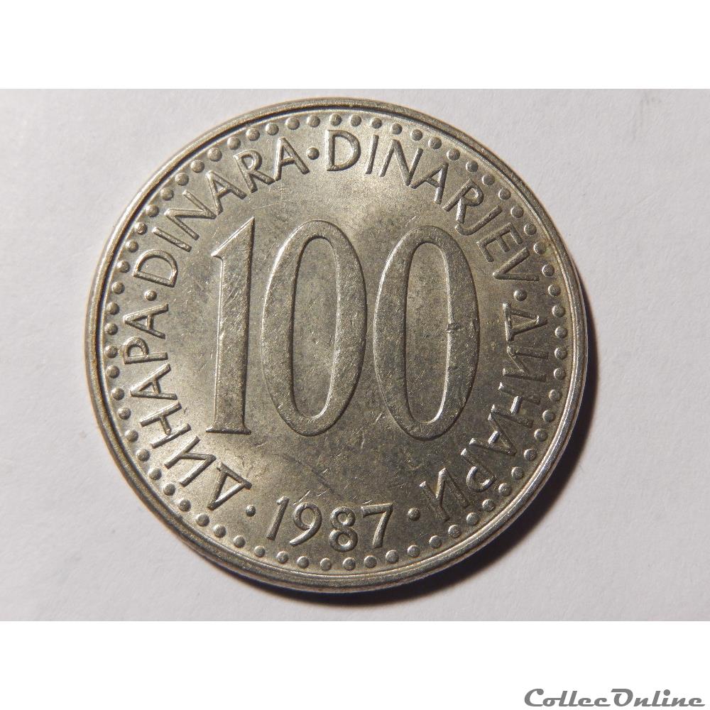 Yougoslavie, 100 dinara de 1987 monnaie monde yougoslavie 100 dinara de 1987