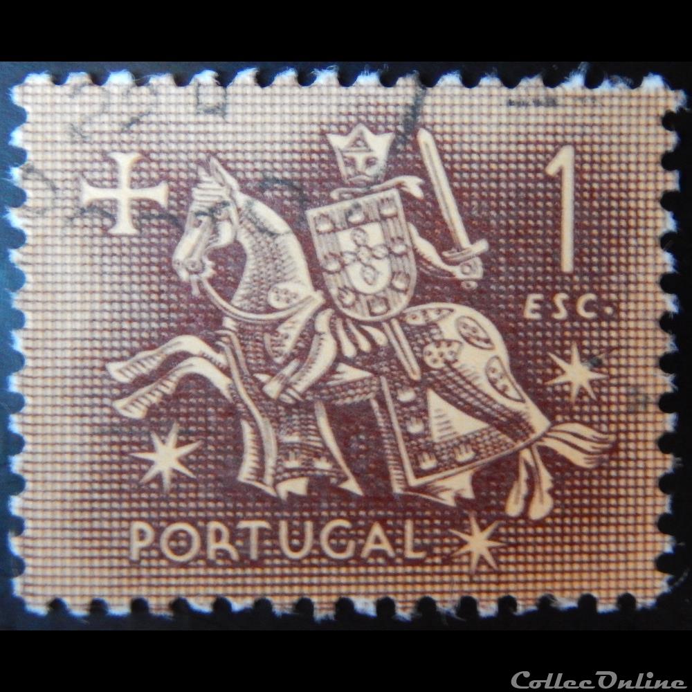 Portugal 00779 chevalier à cheval 1$ de 1953 4 timbre europe portugal 00779 chevalier a cheval 1 de 1953