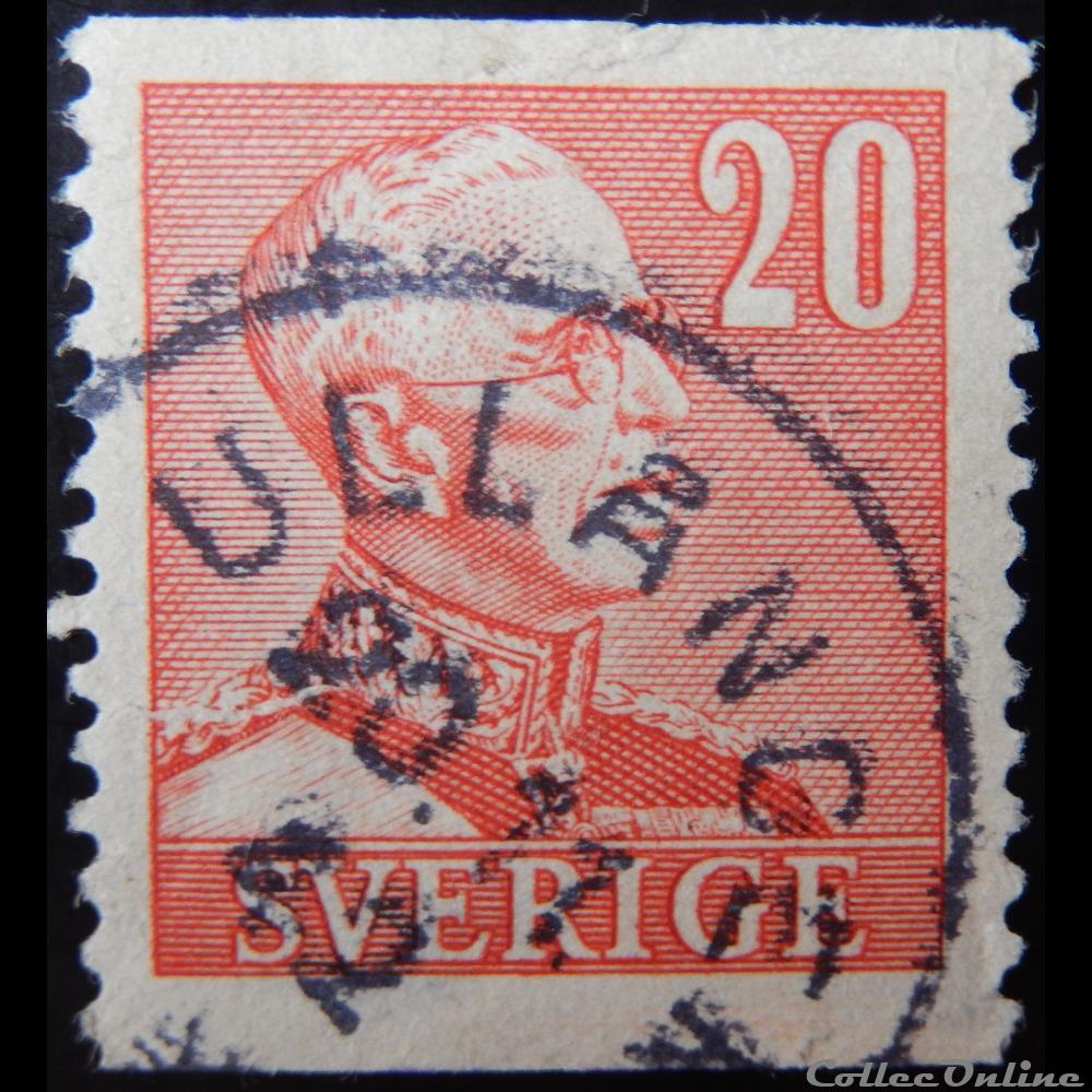 timbre europe suede 00261a roi gustave v 20ore de 1940
