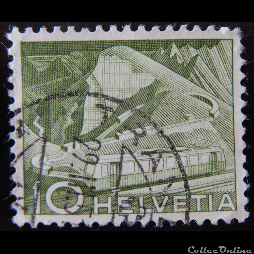 Suisse 00483 Chemin de Fer de montagne au rocher de Naye 10cts de 1949 timbre europe suisse 00483 chemin de fer de montagne au rocher de naye 10cts de 1949