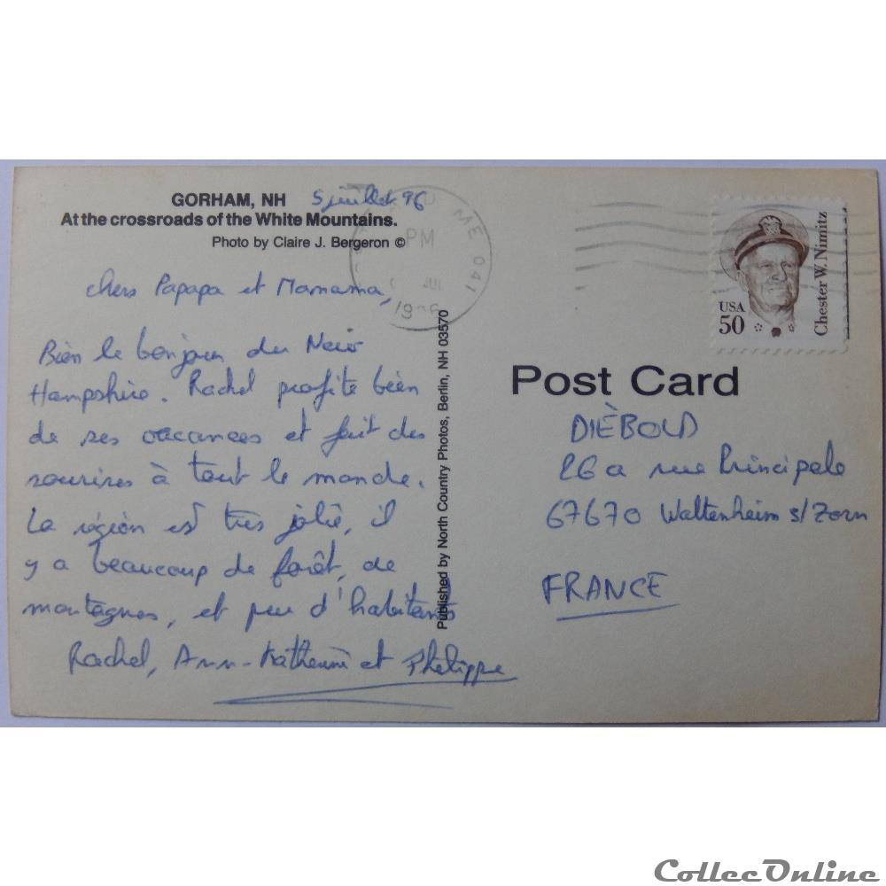 CP des Etats-Unis, New Hampshire, Gorham carte postale amerique alsace cp des etats unis new hampshire gorham
