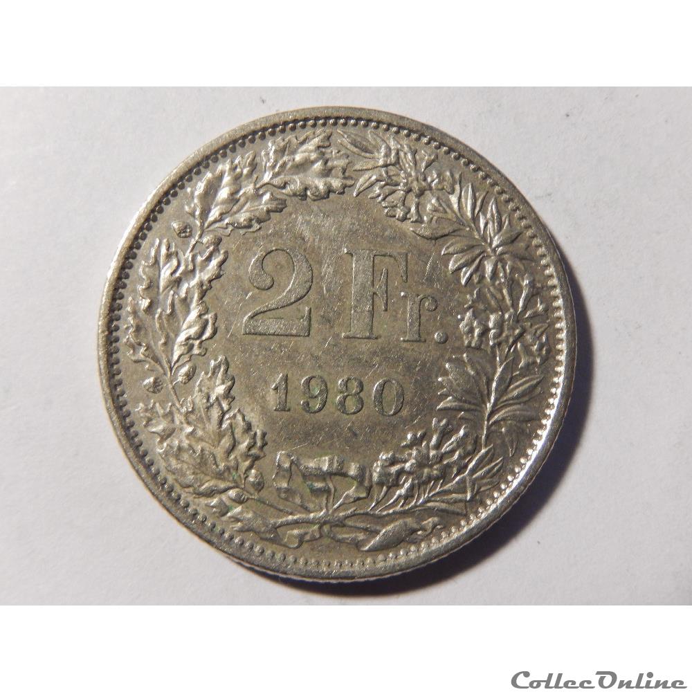 Suisse, 2 francs de 1980 monnaie monde suisse 2 francs de 1980