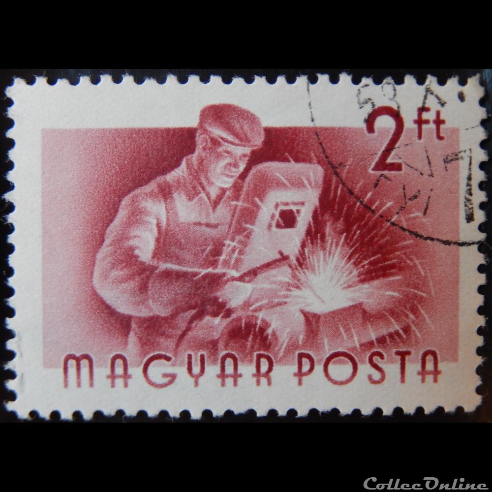 Hongrie 01172 soudeur à l'arc 2ft de 1955 timbre europe hongrie 01172 soudeur a arc 2ft de 1955