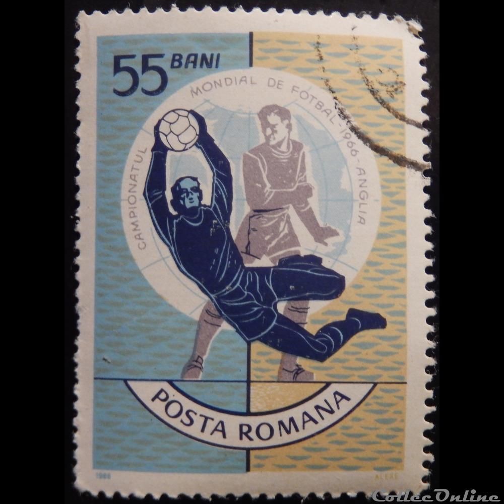 timbre europe roumanie 02257 coupe du monde de football 55 bani de 1966