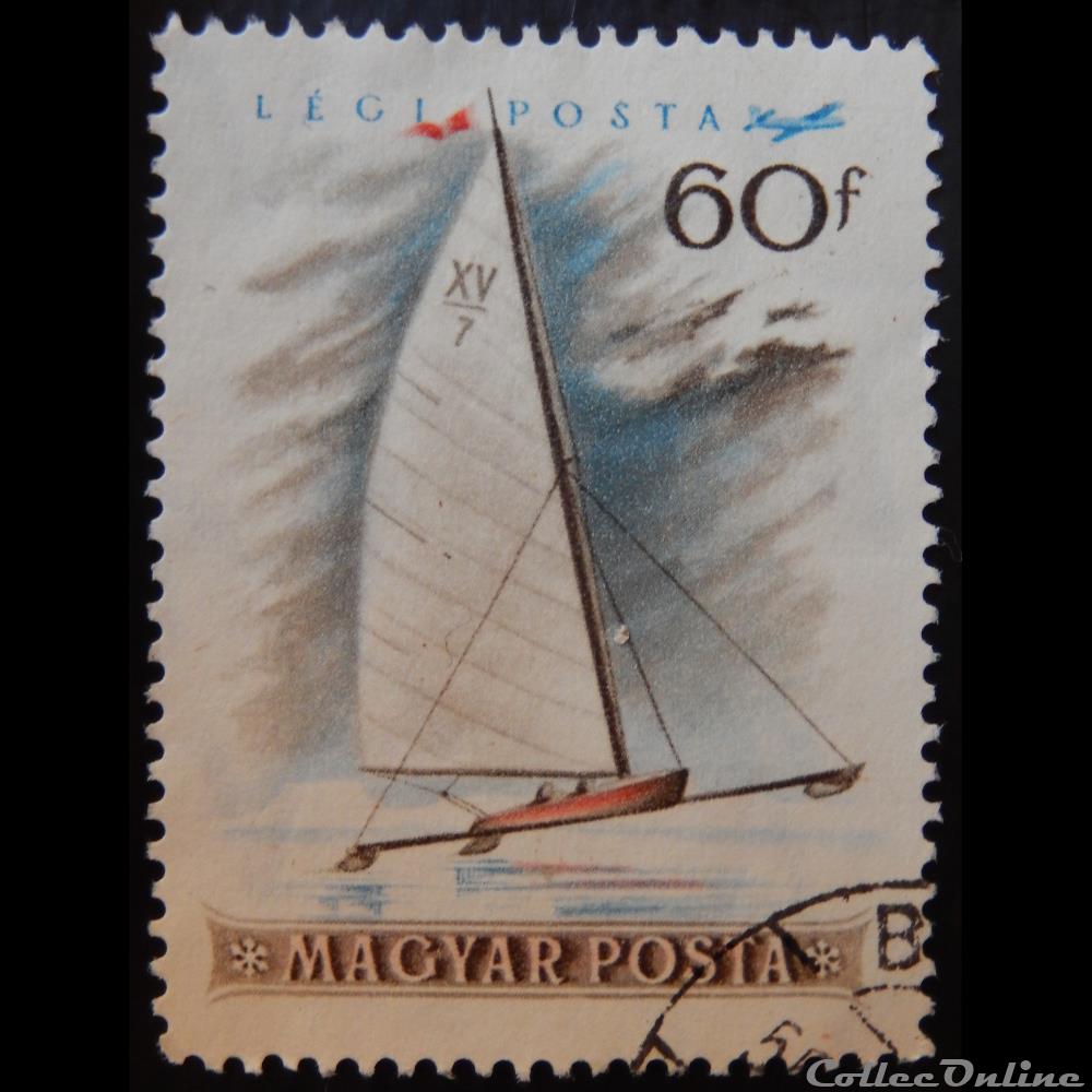 Hongrie PA0183 char à voile 60f de 1955 timbre europe hongrie pa0183 char a voile 60f de 1955