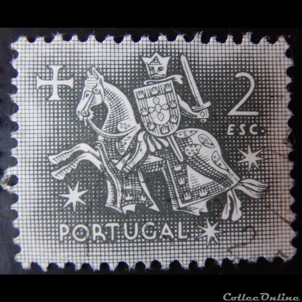 Portugal 00782 chevalier à cheval 2$ de 1953 2 timbre europe portugal 00782 chevalier a cheval 2 de 1953