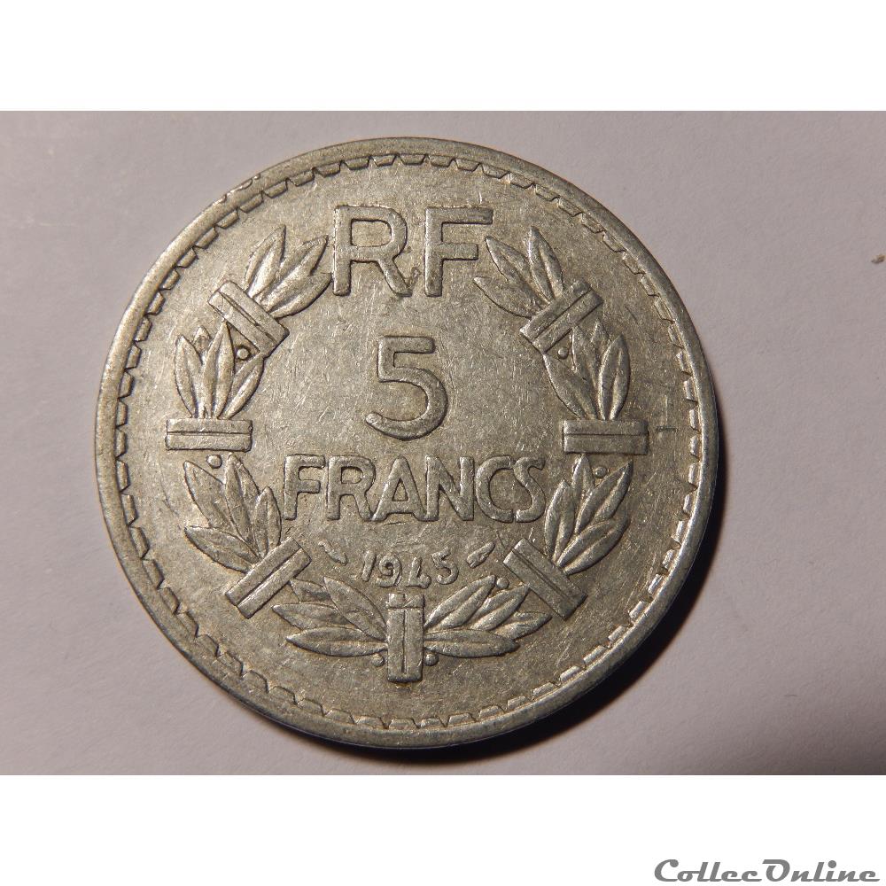 monnaie france moderne 5 francs lavrillier alu 1945