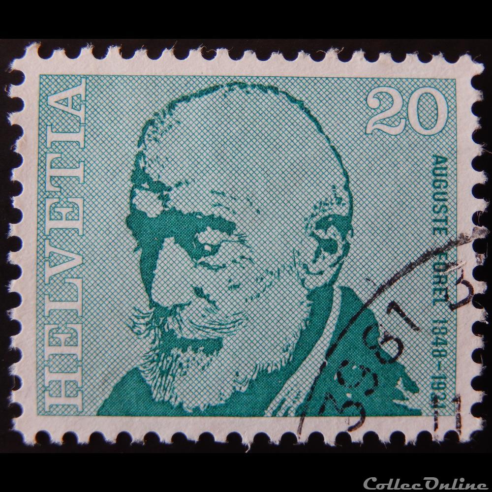 Suisse 00887 Neurologue Auguste Forel 20cts de 1971 timbre europe suisse 00887 neurologue auguste forel 20cts de 1971