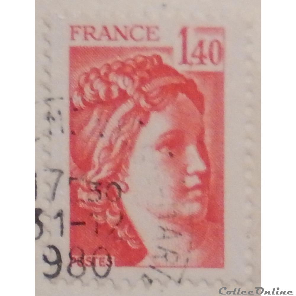 02102 Sabine 1F40 rouge de 1980 2 timbre france 02102 sabine 1f40 rouge de 1980