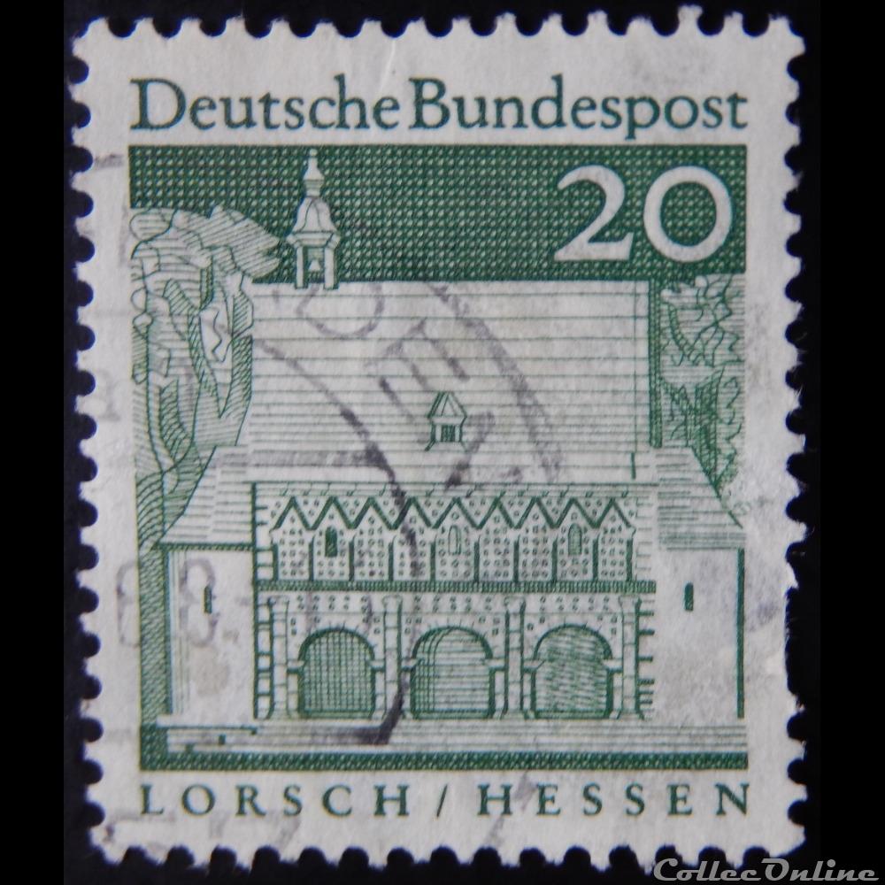 Allemagne RFA 00392 abbaye de Lorsch, Hessen 20pf de 1967 4 timbre europe allemagne rfa 00392 abbaye de lorsch hessen 20pf de 1967