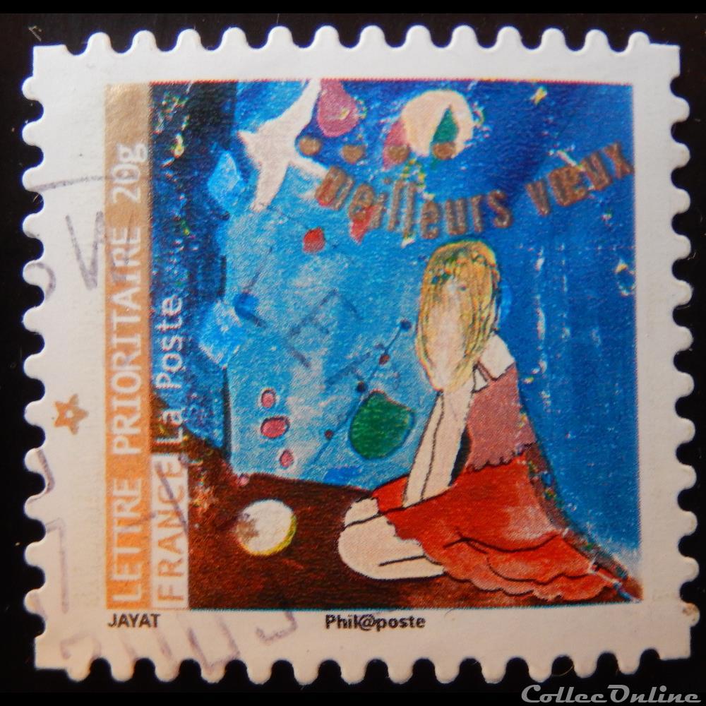 timbre france aa00382 personnage feminin en robe rouge 20g