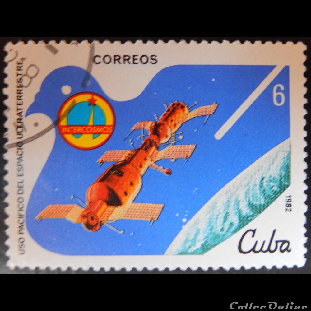 Cuba 02355 station orbital Soyuz 6c de 1982 timbre amerique cuba 02355 station orbital soyuz 6c de 1982