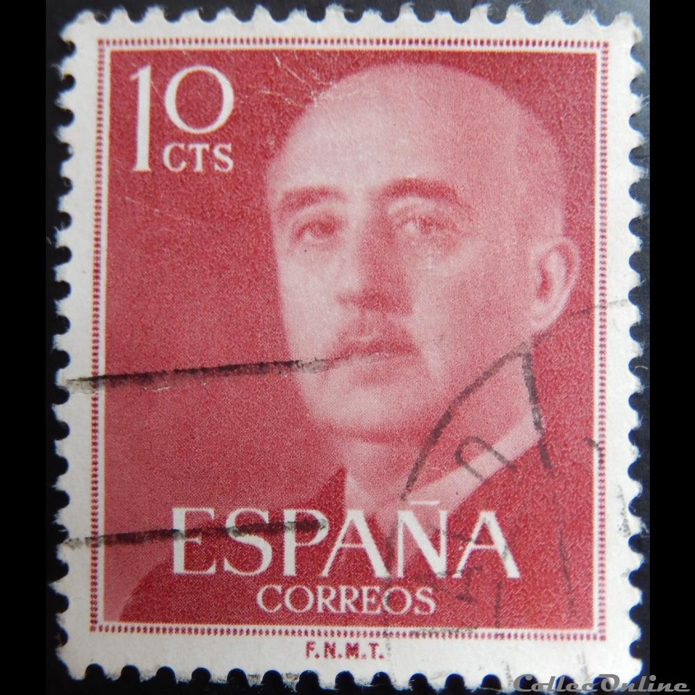 Espagne 00854 général Francisco Franco 10c de 1955 timbre europe espagne 00854 general francisco franco 10c de 1955