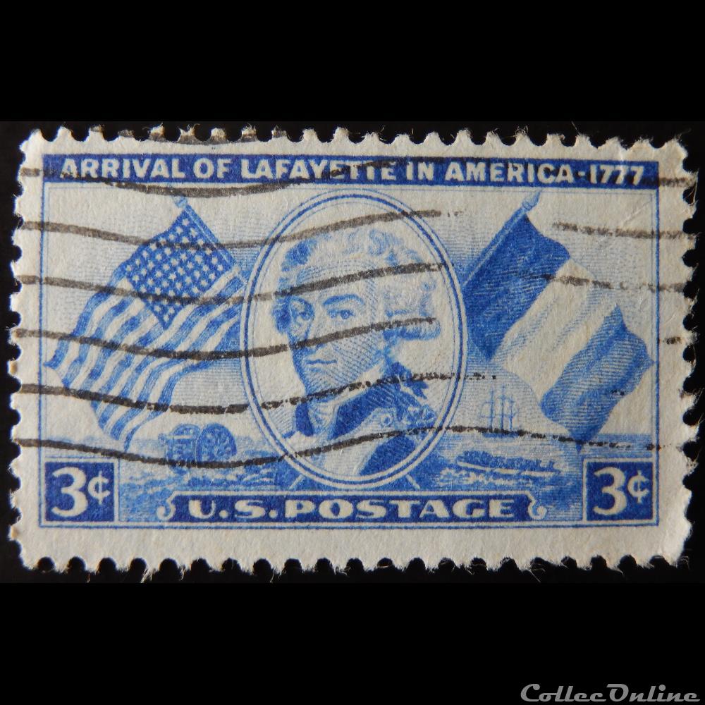 Etats Unis 00561 arrivée de Lafayette en Amérique 3c de 1952 timbre etats unis 00561 arrivee de lafayette en amerique 3c de 1952
