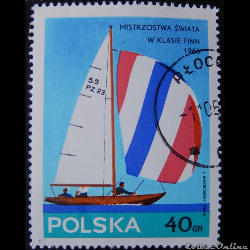 timbre europe pologne 01441 voilier 40gr de 1965