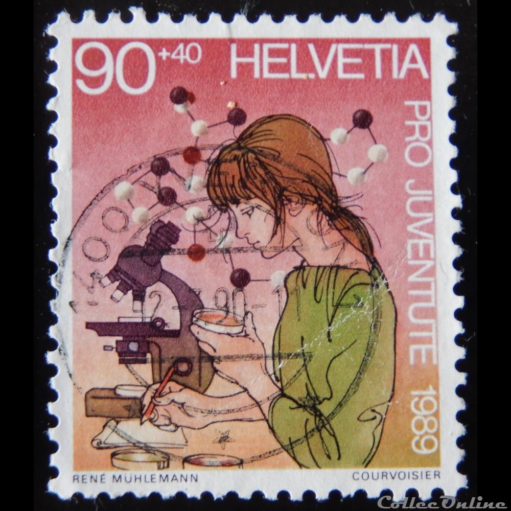 Suisse 01336 Etude et recherche 90+40cts de 1989 timbre europe suisse 01336 etude et recherche 90 40cts de 1989