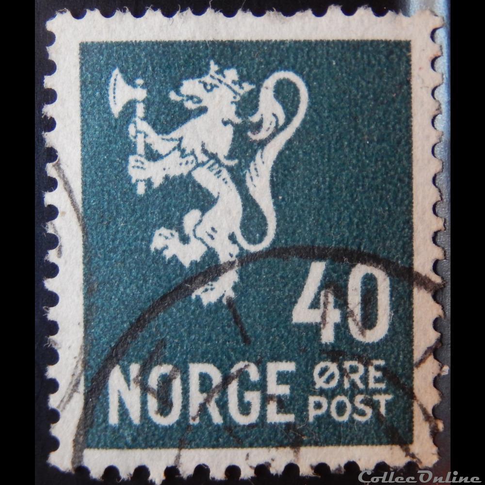 timbre europe norvege 00233 lion 40ore de 1941