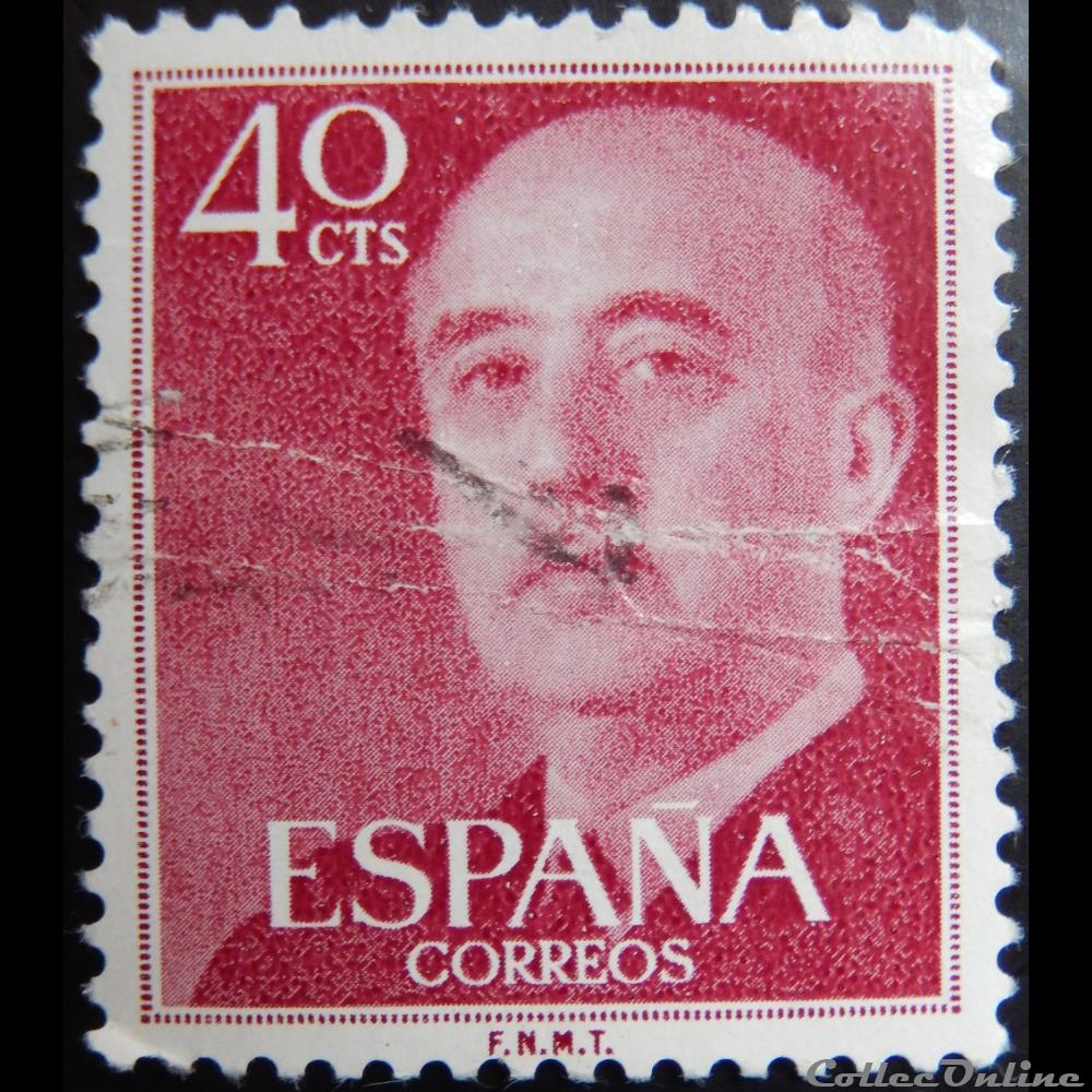 Espagne 00859 général Francisco Franco 40c de 1955 timbre europe espagne 00859 general francisco franco 40c de 1955