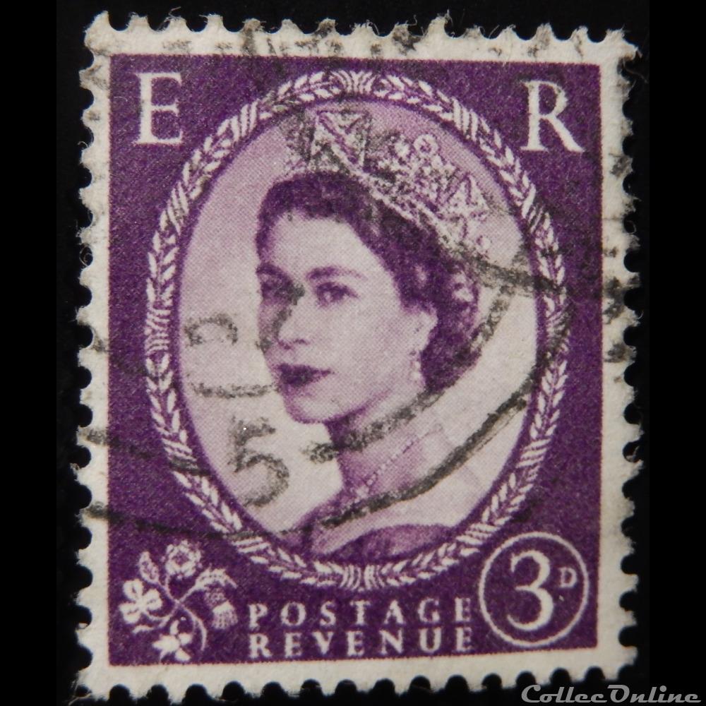 timbre europe royaume uni 00291a reine elisabeth ii 3d de 1955