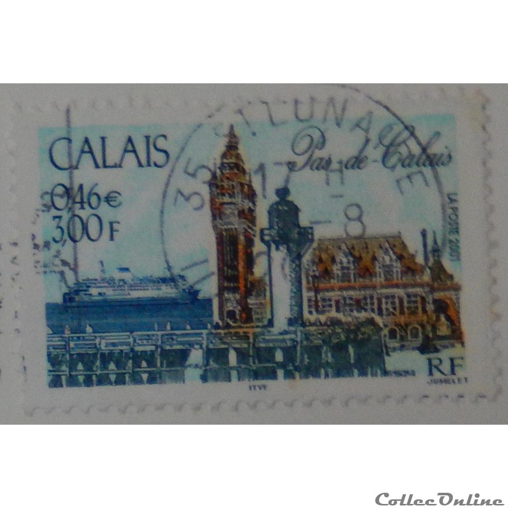 03401 Calais, Pas-de-Calais 0,46 € - 3,00 F de 2001 timbre france 03401 calais pas de calais 0 46 3 00 f de 2001