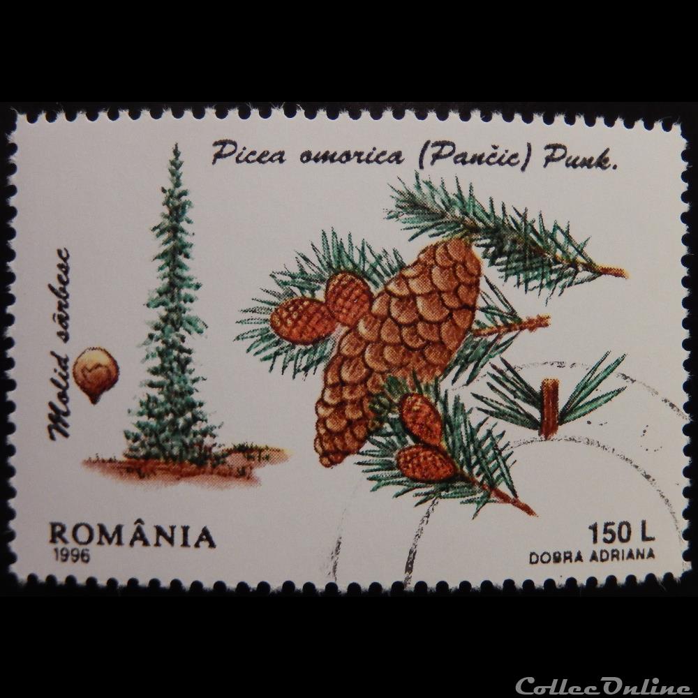 Roumanie 04343 Epicéa de Serbie 150 Lei de 1996 timbre europe roumanie 04343 epicea de serbie 150 lei de 1996