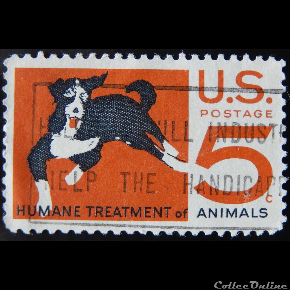 Etats Unis 00802 Chien 5c de 1966 timbre amerique etats unis 00802 chien 5c de 1966