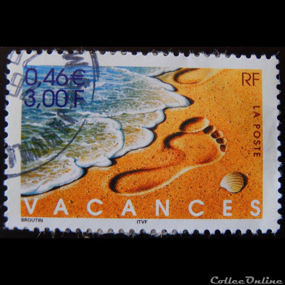 03399 Vacances 0,46 € - 3,00 F de 2001 timbre france 03399 vacances 0 46 3 00 f de 2001