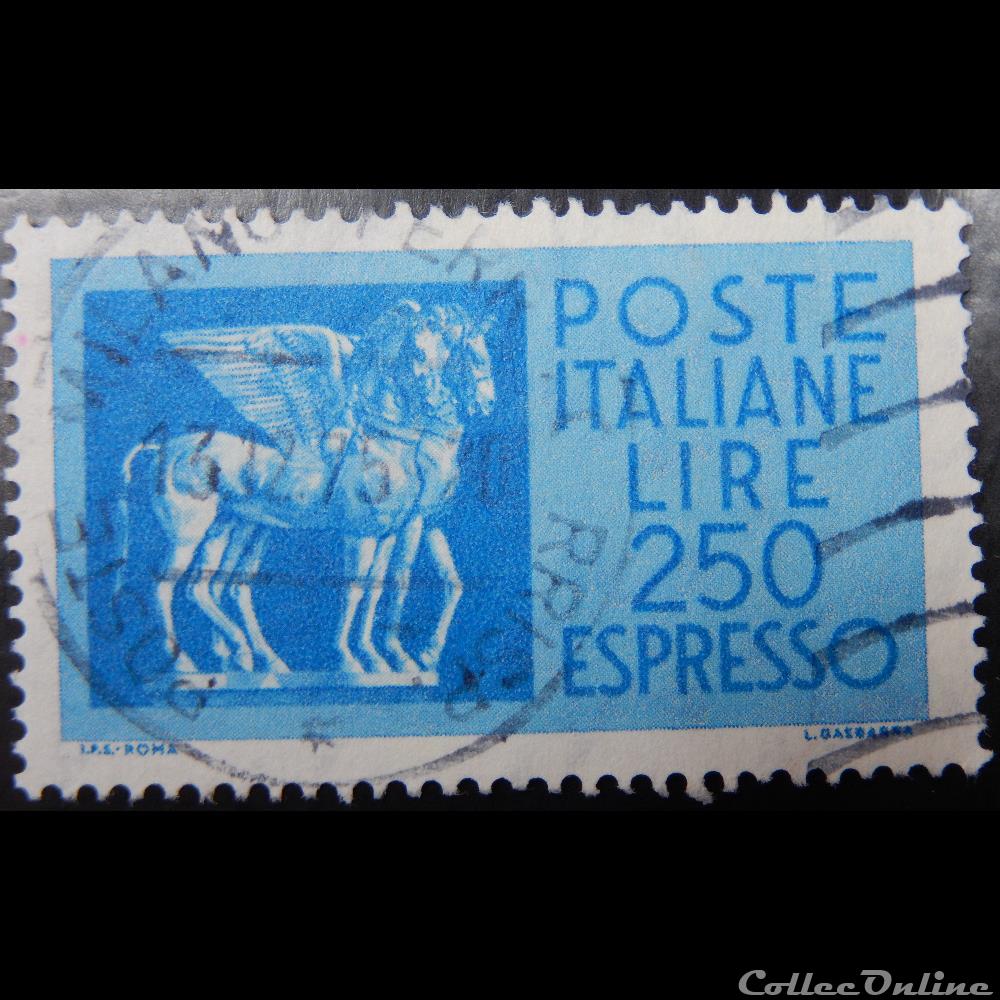 Italie E0046 chevaux ailés Etrusques 250 lires de 1974 timbre europe italie e0046 chevaux ailes etrusques 250 lires de 1974